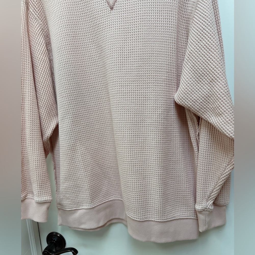 Aerie Light Pink Waffle Knit Crewneck Sweater - Picture 3 of 9